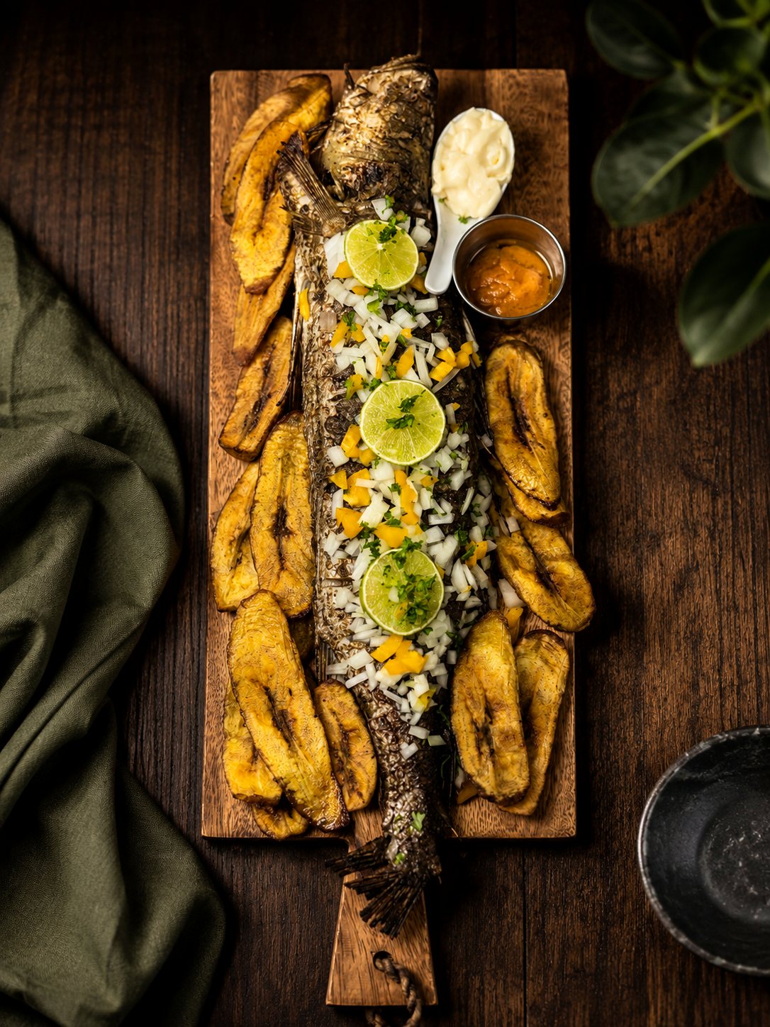 Grilled fish with plantains at Le Jardin
